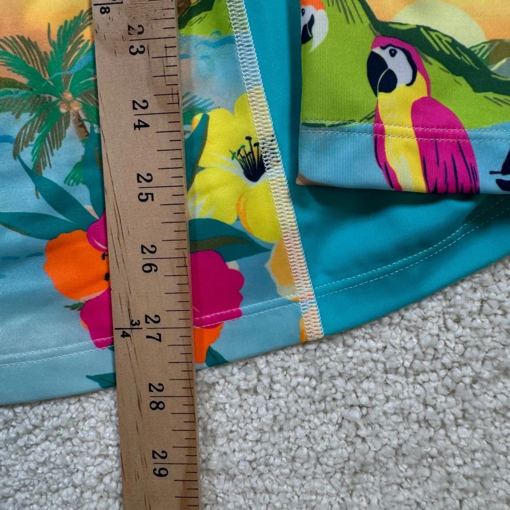 Lane Bryant Rash Guard Women Size 20 Tropical Parrot Floral Quarter Zip Swim Top